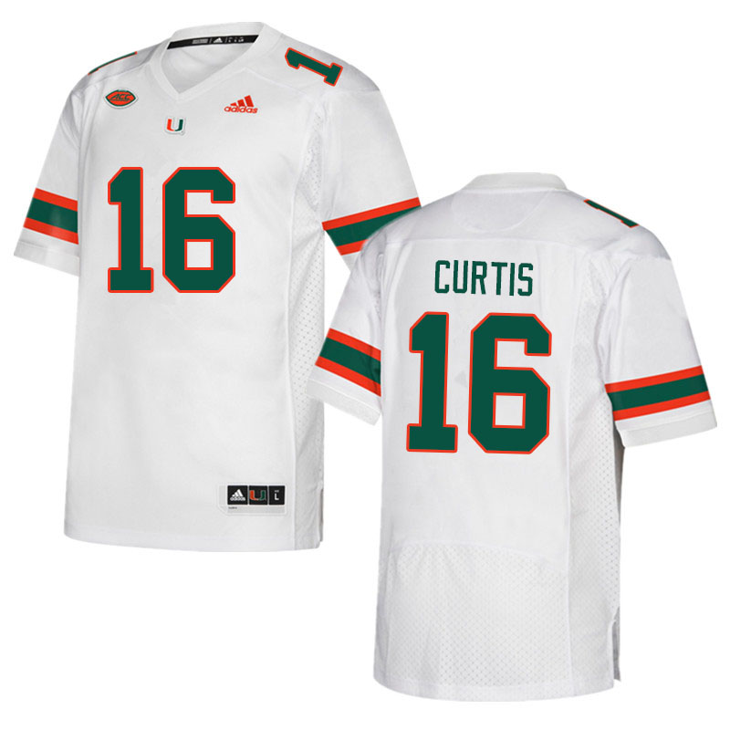 Men #16 Malik Curtis Miami Hurricanes College Football Jerseys Sale-White - Click Image to Close